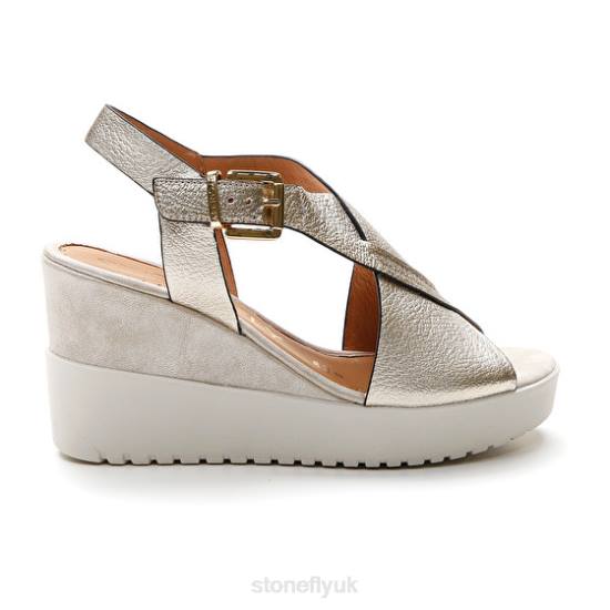 Women ELY 16 LAMINATED LTH Sliver Stonefly 0BDD226 Sandals