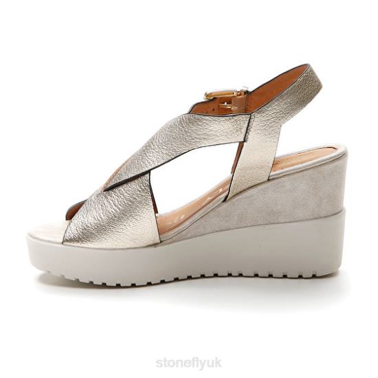 Women ELY 16 LAMINATED LTH Sliver Stonefly 0BDD226 Sandals