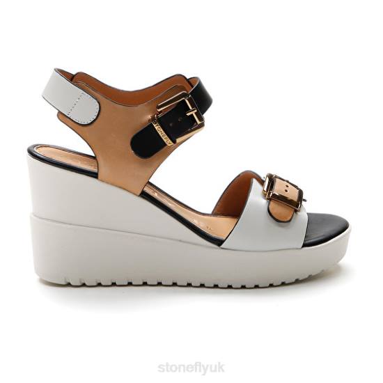 Women ELY 17 CALF LTH Brown/White/Black Stonefly 0BDD176 Sandals