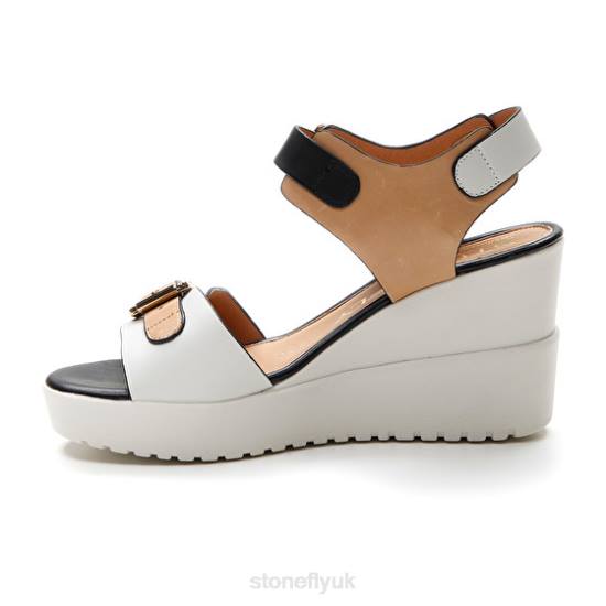 Women ELY 17 CALF LTH Brown/White/Black Stonefly 0BDD176 Sandals