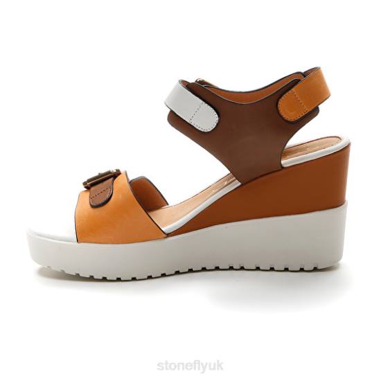 Women ELY 17 CALF LTH Brown/White/Orange Stonefly 0BDD177 Sandals