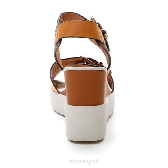 Women ELY 17 CALF LTH Brown/White/Orange Stonefly 0BDD177 Sandals