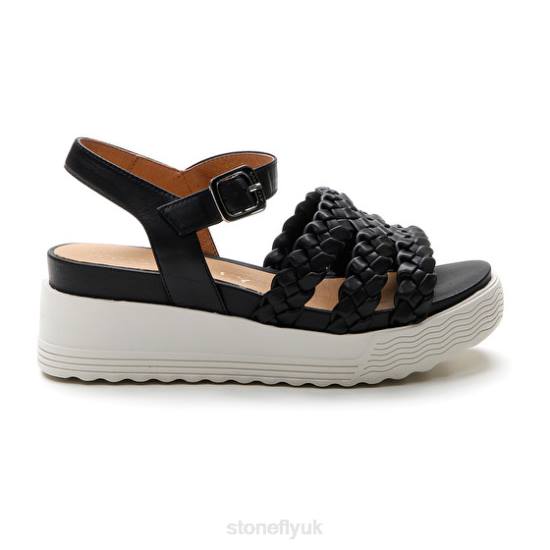 Women PARKY 16 EMBOSSED S./NAPPA LTH Black Stonefly 0BDD211 Sandals