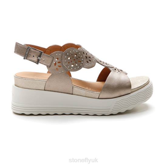 Women PARKY 21 LAMINATED LTH Champagne Stonefly 0BDD232 Sandals