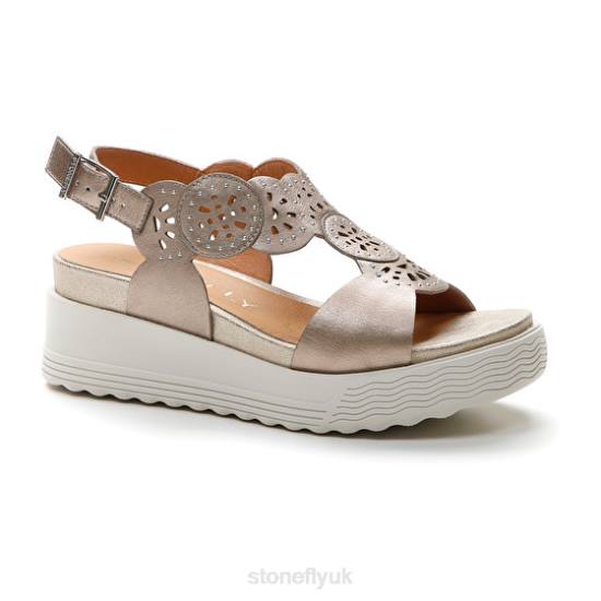 Women PARKY 21 LAMINATED LTH Champagne Stonefly 0BDD232 Sandals
