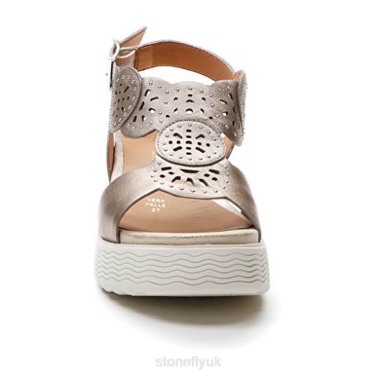 Women PARKY 21 LAMINATED LTH Champagne Stonefly 0BDD232 Sandals
