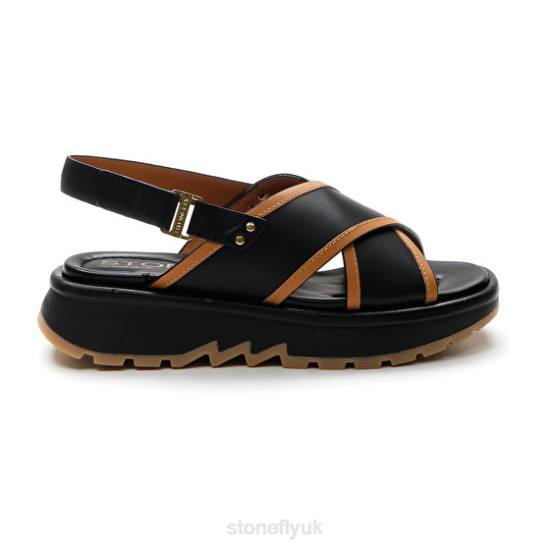 Women STAR 4 CALF LTH Black/Brown Stonefly 0BDD187 Sandals