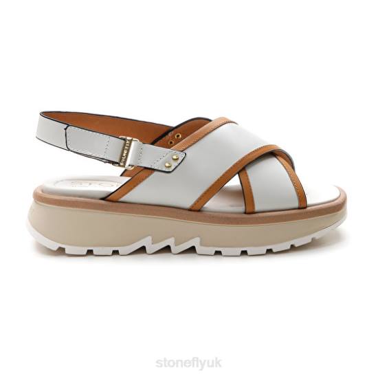 Women STAR 4 CALF LTH Brown/White Stonefly 0BDD189 Sandals