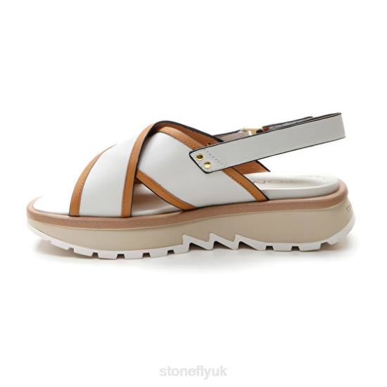 Women STAR 4 CALF LTH Brown/White Stonefly 0BDD189 Sandals