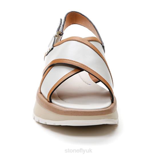 Women STAR 4 CALF LTH Brown/White Stonefly 0BDD189 Sandals