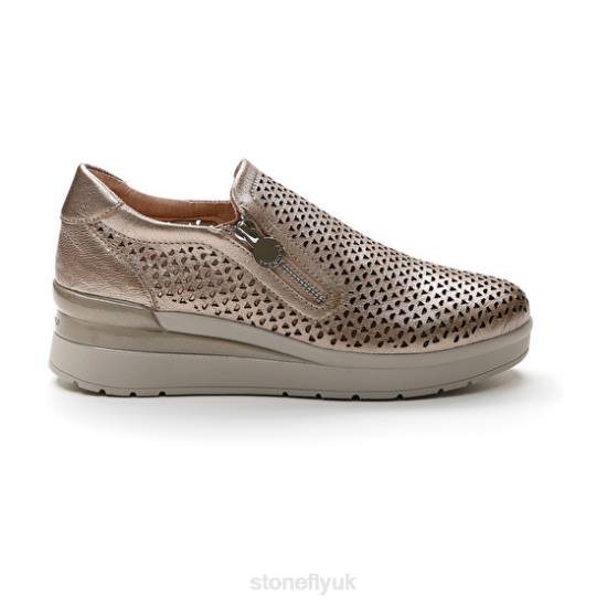 Women CREAM 25 LAMINATED LTH Metal Fizz Stonefly 0BDD89 Shoes