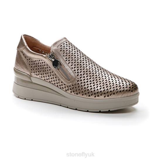 Women CREAM 25 LAMINATED LTH Metal Fizz Stonefly 0BDD89 Shoes