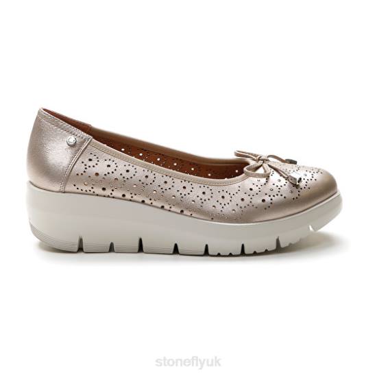 Women PLUME 12 LAMINATED LEATHER Champagne Stonefly 0BDD80 Shoes