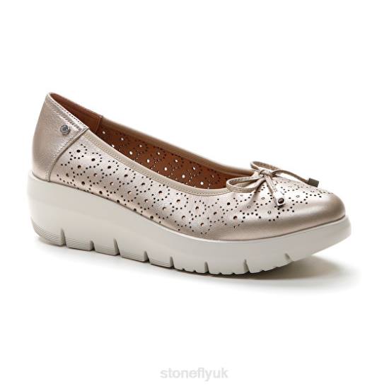 Women PLUME 12 LAMINATED LEATHER Champagne Stonefly 0BDD80 Shoes