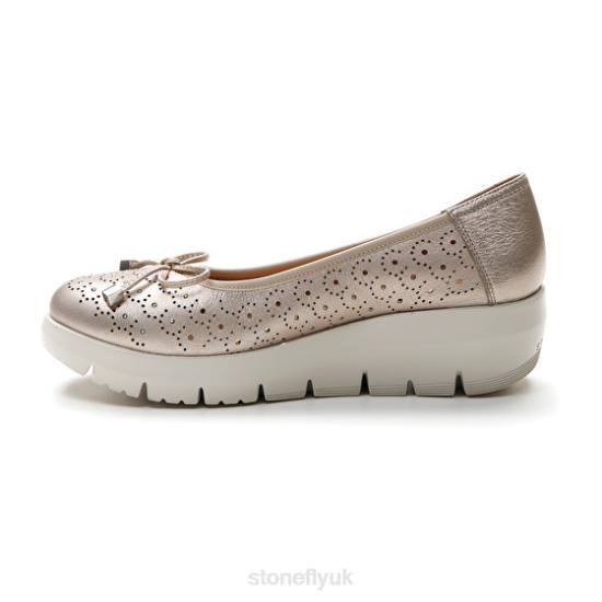 Women PLUME 12 LAMINATED LEATHER Champagne Stonefly 0BDD80 Shoes