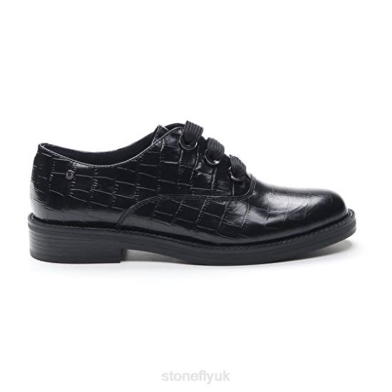 Women CADDY 8 COCCO EMBOSSED LTH Black Stonefly 0BDD81 Shoes