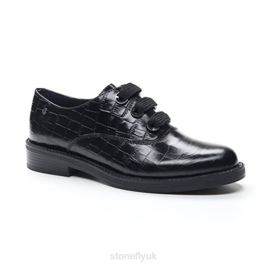 Women CADDY 8 COCCO EMBOSSED LTH Black Stonefly 0BDD81 Shoes