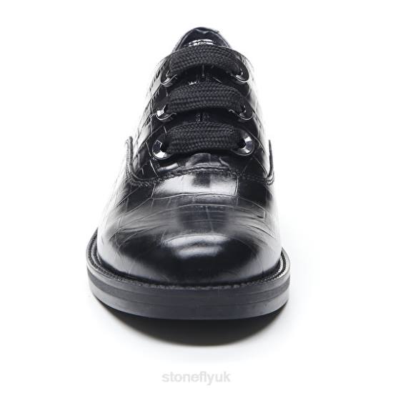 Women CADDY 8 COCCO EMBOSSED LTH Black Stonefly 0BDD81 Shoes