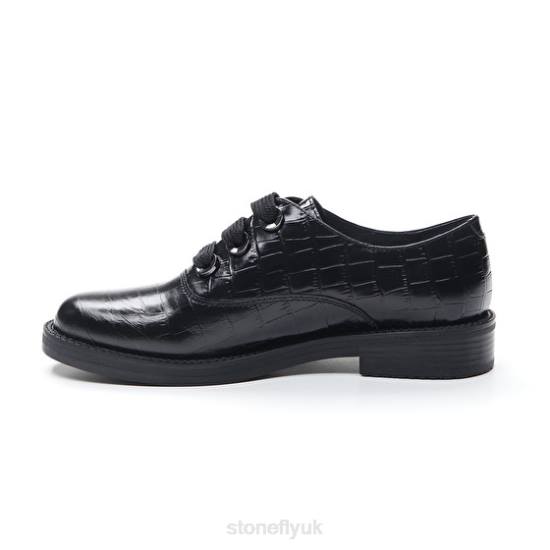 Women CADDY 8 COCCO EMBOSSED LTH Black Stonefly 0BDD81 Shoes