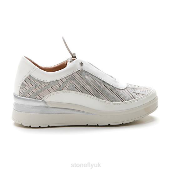 Women CREAM 38 VELOUR/S.NAPPA White/Sliver Stonefly 0BDD103 Shoes