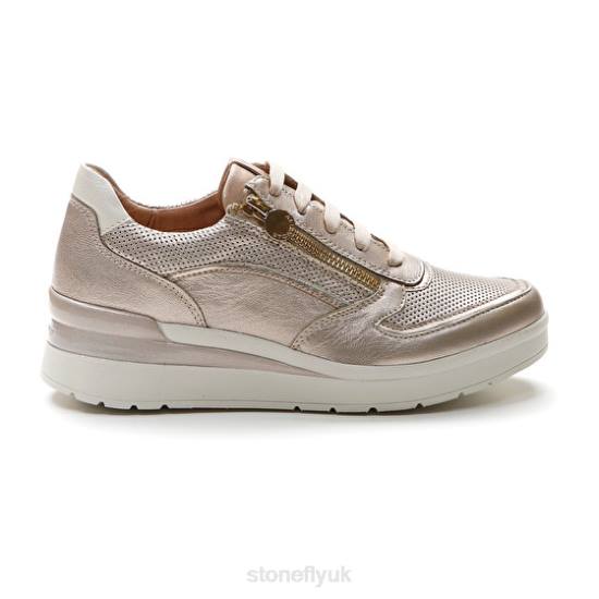 Women CREAM 40 LAMINATED LTH I89 Stonefly 0BDD86 Shoes