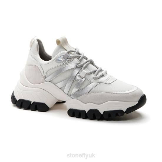 Women TWIGGY 1 TEXTILE/NAPPA LTH/VELOUR White/Sliver Stonefly 0BDD60 Shoes